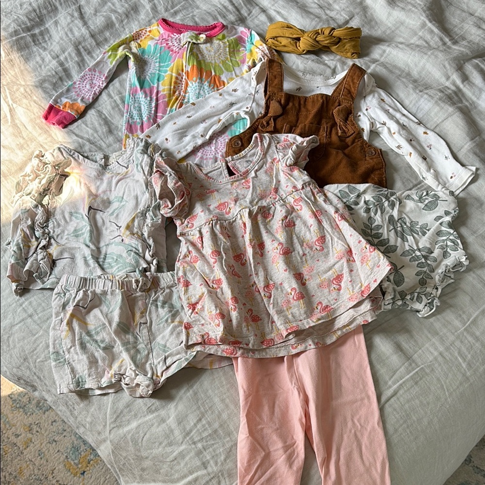 9pc Baby Girl Clothes Bundle Size 12 months Lightly Worn Multiple Brands
